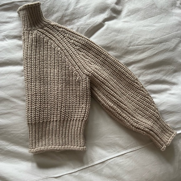 Oatmeal Turtleneck Cropped Sweater - Picture 3 of 4